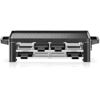 WMF Lono Raclette Deep Black, Wendeplatte aus Aluminiumguss, Antihaftbeschichtung, einstellbare Temperatur, Raclette‐Set mit 8 Pfännchen und Spateln, spülmaschinengeeignet, aus Cromargan-Edelstahl