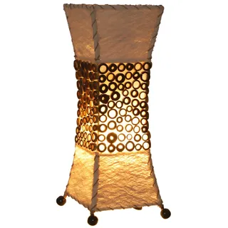 GURU SHOP Tischlampe/Tischleuchte, in Bali Handgemacht aus Naturmaterial, Kokosfaser, Bambus - Modell Maris Bamboo, 45x15x15 cm