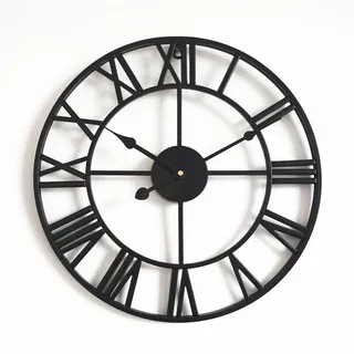 Gartenuhr (schwarz), 40 Cm/16 Zoll, Wanduhr Für Den Außenbereich, Römische Ziffern, Eisen