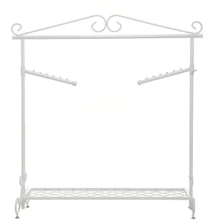 Kleiderständer Kleiderstange Garderobenständer mit Schuhablage, Vintage-Stil Höhenverstellbar von 126 bis 200 cm JLK14 (Weiss)