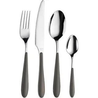 PINTINOX Besteck-Set Canaletto (24-tlg), 6 Personen, Edelstahl 18/10, mit Kunststoffgriff, spülmaschinengeeignet schwarz