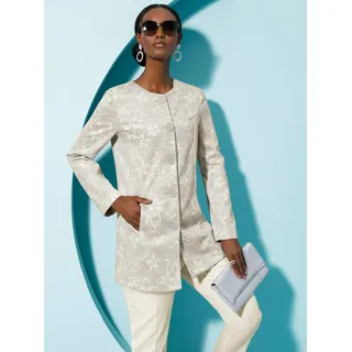 Jackenblazer CREATION L "Gehrock", Damen, Gr. 38, beige (hellgrau, champagner, bedruckt), 90% Polyester, 10% Elasthan, Blazer