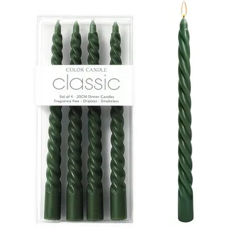 GHPKOTW 4 Stück Stabkerzen, Leuchterkerzen, Spitzkerzen, Haushaltkerzen, Dekorative Kerzen, Unparfümierte Kerzen, Rauchfrei Kerzen, Ideal Für Feiern, Partys, Geburtstage, Weihnachten, Cafés (Grün)