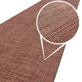 ANRO TATAMI Läufer Rot 50 x 100 cm Rattanoptik für innen und außen
