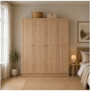 Home affaire Kleiderschrank Billund, skandinavischen Design & viel Stauraum, 2 Breiten 145/195 cm Viel Stauraum mit Böden & Kleiderstange, praktische Aufteilung braun 195,5 cm x 200,1 cm x 61,7 cm