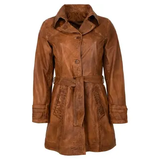 MADDOX - Damen Trenchcoat Ledermantel Mantel Lammnappa Cognac/m'braun antik Größe 44 - 44