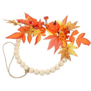 Operitacx Herbstkranz Orange Künstlich mit Kürbissen und Ahornblättern und Kunststoff Hängender Türkranz Herbst Deko für Eingangstür und Wand für Erntedankfest