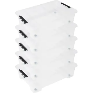 5x Unterbettbox Rollbox Aufbewahrungsbox mit Deckel 25L Spielzeugkiste Rollen