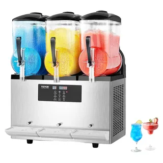 Vevor kommerzielle Slusheis Maschine 12 L x 3 Dreifachtank-Maschine für gefrorene Getränke, 144 Tassen Edelstahl Slush-Eis-Maschine mit Tastenfeld Softeis Maker für Partys Restaurants Cafés Bars