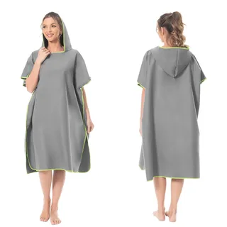 MOKANI Surf Poncho Umziehhilfe Strand für Damen Herren Erwachsene Jugendliche, Ultraleicht und Schnelltrocknend, Badeponcho Handtuch Poncho aus Mikrofaser auch als Umkleidehilfe Strand (Grau)