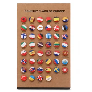 Gadpiparty 46 Stück Europa Länderflaggen Reißzwecken, Flaggen Pins für Pinnwand und Korktafel, Länder Flaggen Stecknadeln für Europakarte, Büro, Schule, Reiseplanung und Dekoration