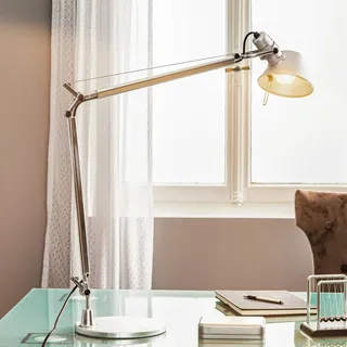 Artemide Schreibtischlampe Tolomeo, alu / grau / zink, für Arbeitszimmer / Büro, Aluminium, Design, Tischlampe - cm - cm - 129 cm