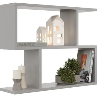 KUBUTKU Dekorativ Wandregal mit 2 Böden 70x55x18 Design Skandinavischer Modern für Wohnzimmer Küche Büro Schlafzimmer Badezimmer Hängeregal Bücherregal (Grau)