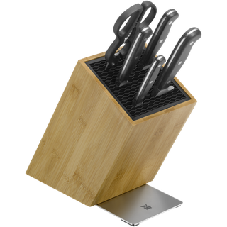 WMF Spitzenklasse Plus Messerblock mit sechsteiligem Messerset, Messerblock, Braun, Silber