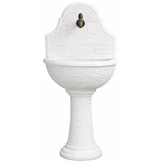 Casa Padrino Jugendstil Wandbrunnen Weiß / Antik Messing H. 122 cm - Garten Accessoires