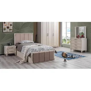 JV Möbel Kinderzimmer Set Kinderbett, Nachttisch Kommode, Möbel Top-Qualität beige