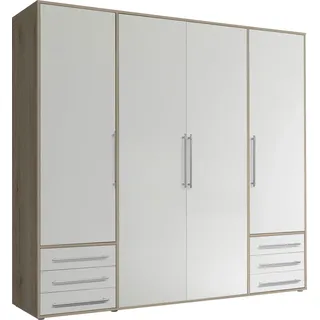 SchlafKONTOR Drehtürenschrank Lyss 206 x 194 x 58 cm Beige/Weiß