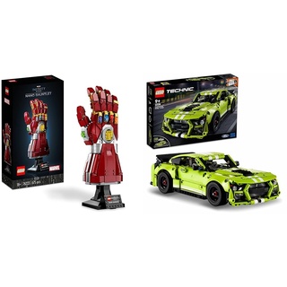 LEGO 76223 Marvel Iron Mans Nano Handschuh & 42138 Technic Ford Mustang Shelby GT500, Modellauto-Bausatz, Spielzeugauto, Rennauto für Kinder und Teenager mit AR-App und Rückziehmotor