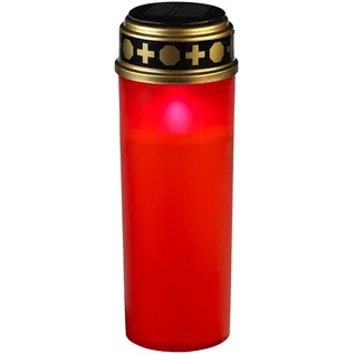 XXL-Solar-LED-Grabkerze mit Dauerlicht und Akku, 21 cm, rot