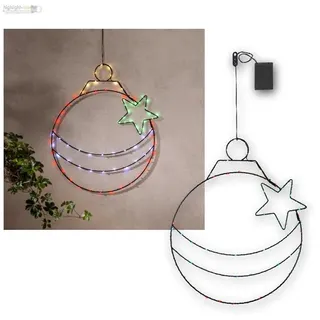 LED Fenster-Deko-Bild "Weihnachtskugel" Batterie-Betrieb mit Timer, Weihnachten