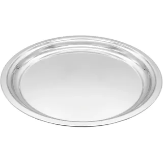 Metall Kerzentablett rund - 45 cm - Silber glänzend aus Zink Dekotablett mit Rand 4,5 cm Serviertablett modern für Kerzen Wohnzimmer Tisch Deko Geschenk Präsentation