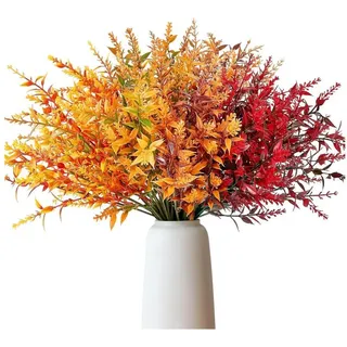 luxuskollektion 8er Set Künstliche Herbstblumensträuße Gelb Herbstdeko für Drinnen
