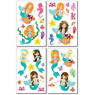 Samunshi® Wandtattoo Meerjungfrauen Set Wandbilder Kinderzimmer Deko Junge Wandtattoo Kinderzimmer Mädchen Wandsticker Kinderzimmer