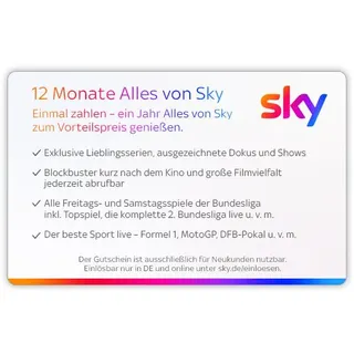 SKY "Alles von Sky" – 12 Monate Prepaid Abo