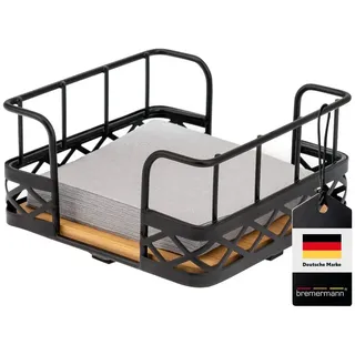 bremermann Serviettenhalter für 25x25 Servietten, aus Bambus mit Metallrand, Bambus, Metall, (1-tlg) schwarz
