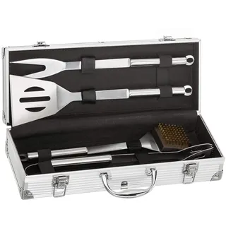 Dimono® Edelstahl Profi Grillbesteck-Set 5-teilig Grill-Koffer BBQ Grillkoffer Besteck Zubehör fürs Grillen und Kochen mit Grillbürste Grillzange Grillspieß und Wender