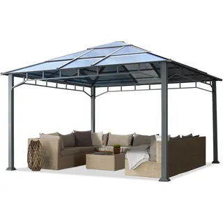 Alu Gartenpavillon 4x4 m Pavillon Hardtop festes Dach Gartenzelt Pergola Gazebo