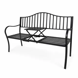 Lemodo Gartenbank 147 x 49 x 96 cm Schwarz