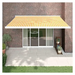 furnicato Markise Einziehbare Gelenkarmmarkise 4x3 m Gelb Weiß mit Motor und UV-beständiges Sonnenschutzdach mit PU-Beschichtung für die Terrasse gelb 300 cm x 400 cm