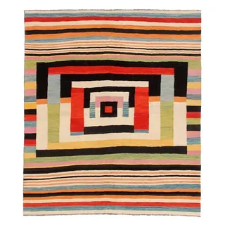 Nain Trading Orientteppich Kelim Afghan Edition 242x250 Handgewebter Orientteppich Quadratisch, quadratisch, Höhe: 5 mm rot|schwarz