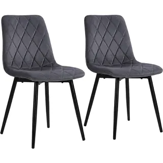 Relaxdays Esszimmerstuhl Samt schwarz 2er Set