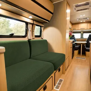 SYLC Bezüge Für Wohnwagenpolster Jacquard, rutschfeste Wohnmobil Sitzbezüge Mit 2 Cord, Sofa Sitzkissenbezug Für Schonbezug Wohnwagen Polster (Olivegreen,Breite 94-122 cm, Tiefe 26-40 cm)