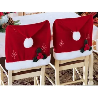 DIVISTAR Stuhlhussen für Weihnachten, 2 Stück, Weihnachtsmann-Mütze, Stuhlbezüge