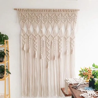 Arsey Makramee Vorhang TüR Boho Style Chic TüRvorhang Raumteiler HäNgend Wandbehang Vintage Wanddeko for Wedding Background Window Curtains Schlafzimmer Outdoor Deko, 100 X 180 cm