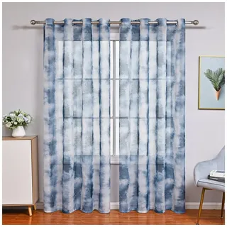 BYSURE Vorhang NF13WH00187, (2 St), halbtransparent, Batikvorhänge Farbverlauf blau 132 cm x 240 cm