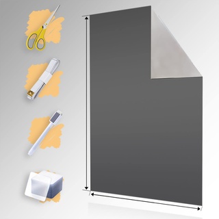 Fenster Verdunklung | 3m x 1,45m Verdunklungsstoff | Verdunklungsfolie | Ohne Bohren | mit 24 Nano Pads | Lichtundurchlässig | Thermobeschichtung (Grau)