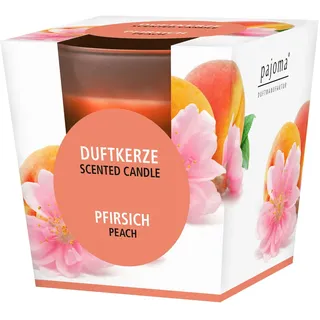 pajoma® Duftkerze, Pfirsich - im satinierten Glas | 120g Wachsgewicht, Brenndauer: 25 Stunden, in edler Geschenkverpackung | Premium Qualität