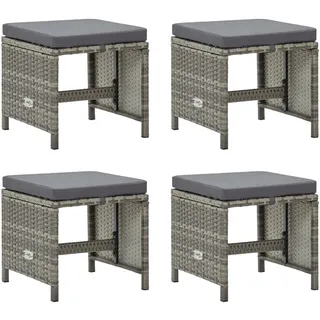 Gartenhocker 4 Stk. Mit Sitzkissen Poly Rattan Grau