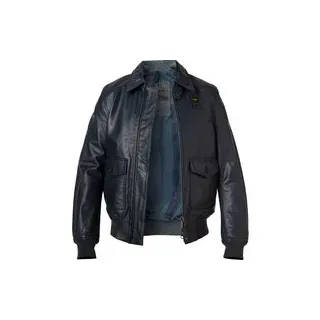 Blauer. USA Herren Lederblouson blau unifarben, blau, Frühjahr/Sommer 2023