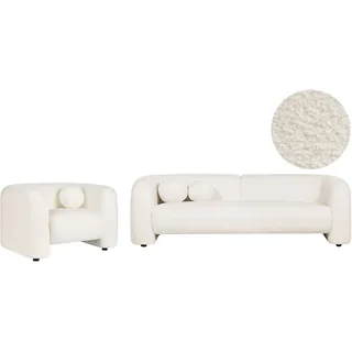 Beliani Couch Stoff 4-Sitzer Weiß