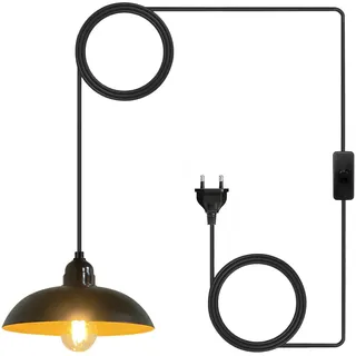 EcoGehen Outdoor Hängelampe mit Stecker Lampe Hängend Pavillon Beleuchtung Lampenfassung E27 4.5m Kabel Schwarz Deckenleuchte Außen Pendelleuchte Steckdose Gartenlampen Draußen Balkon Terrassen