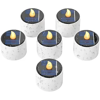 EXTSUD Solar Teelichter 6 Stück Solar LED Kerze Außen Wasserdicht Kerzen Wiederaufladbare Flamme Kerzenlicht Nachtlicht Stimmungslicht Romantische Deko für Party Laterne Garten Outdoor Camping