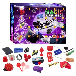 Weihnachtszauber-Set für Kinder, Adventskalender 2021 Tricks Spielzeug, 24 Stück Weihnachts-Countdown-Kalender Erstaunliche Zaubertricks Requisiten für Kinder