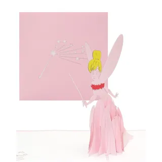 Pop-Up Karte Kleine Fee - 3D Feenkarte „Tinkerbell – Feenstab & Feenstaub“ – Geburtstagskarte, Einladungskarte & Glückwunschkarte zu Geburtstag & Kindergeburtstag für Mädchen in Pink & Rosa -