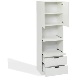 Merax Küchenschrank 59.5 x 45 x 200 cm mit Mikrowellenregalen, Schubladen, Türen und Kippschutz, Weiß