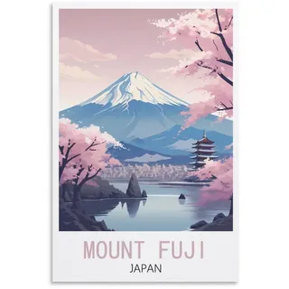 Mount Fuji Japan Vintage Reiseposter Landschaft 20 x 30 cm Wandkunstdruck Leinwand Kunst Poster Moderne Familie Schlafzimmer Dekor Poster